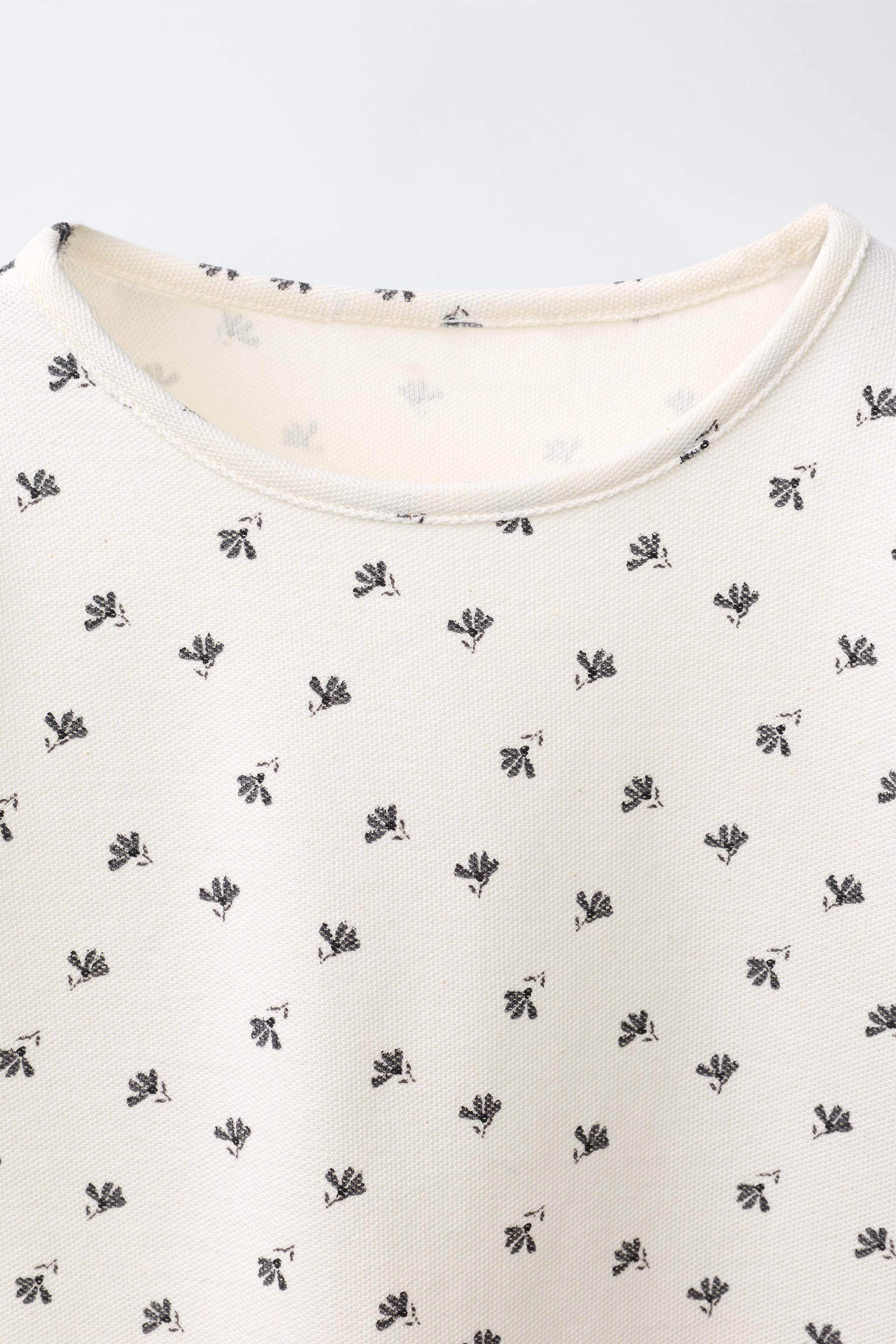 FLORAL PRINT T-SHIRT AND PANTS SET WITH BOWS